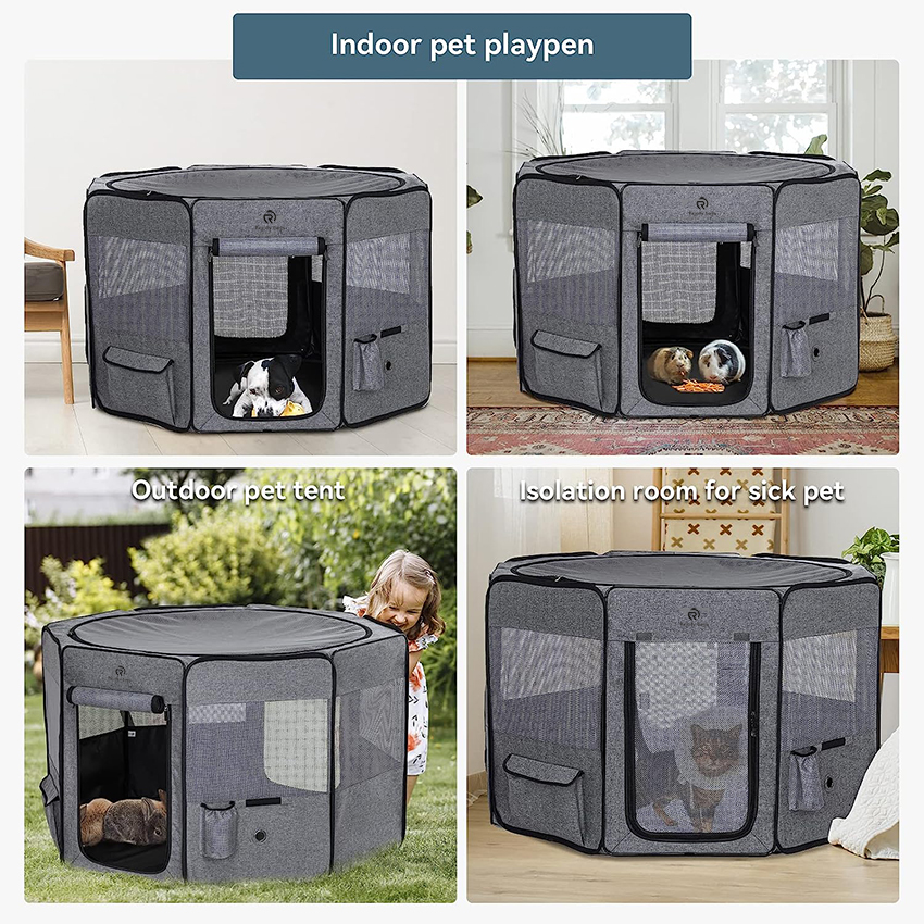 Tragbarer Hundelaufstall für große Hunde/Katze/Kaninchen/Küken, mit Wasserflaschenhalter und Tragetasche, für Reisen/Innen-/Außenbereich, Haustiertasche RJ206108