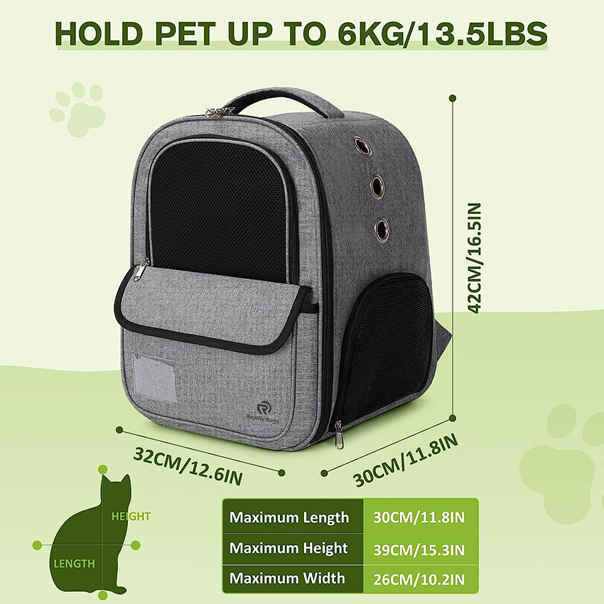 Katzen-Rucksackträger für Katzen und Welpen, kleiner Hunde-Rucksackträger mit atmungsaktivem Netz, für Reisen, Camping, Outdoor, Haustiertasche RJ206120