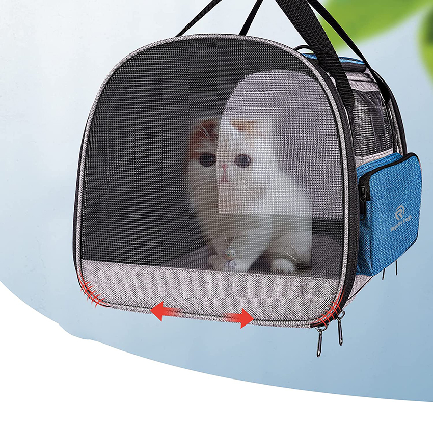 Transportbox für große Katzen mit einem Gewicht von 9 kg, weiche Transportbox für kleine Hunde, mittelgroße Katzen unter 11 kg, Reisetasche für Welpen, 4 belüftete Fenster, Haustiertasche RJ206123