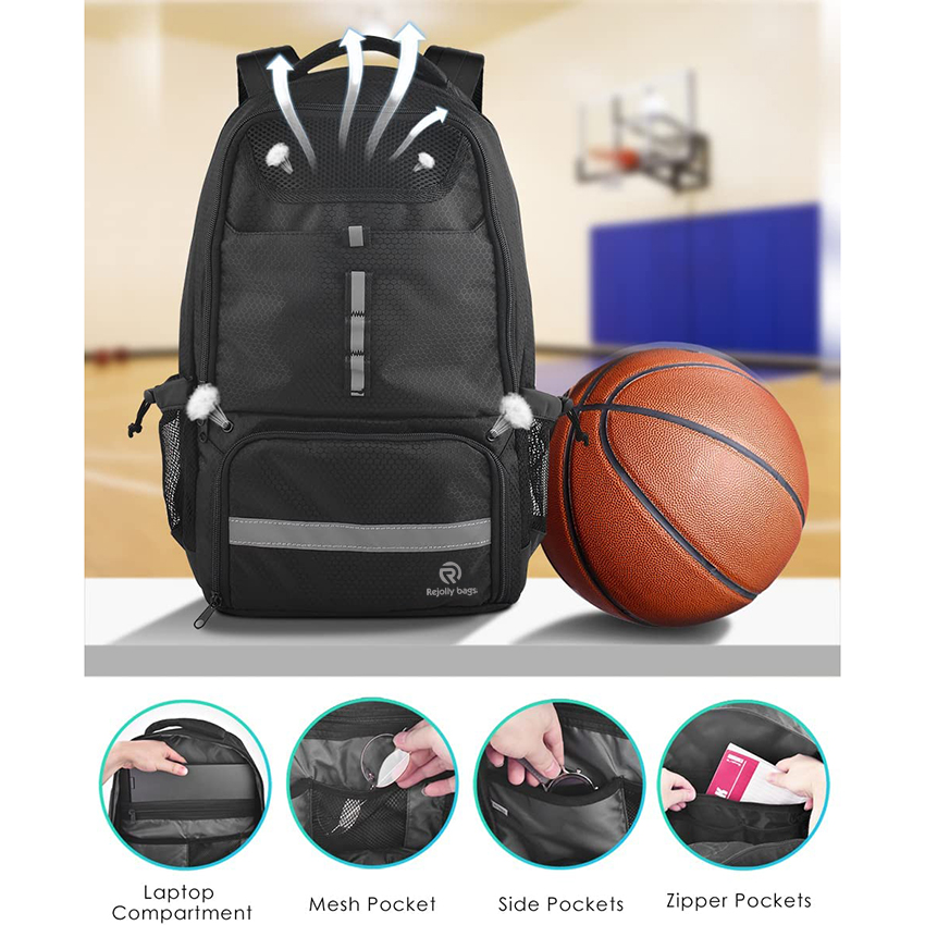 Basketball-Rucksack mit Ballfach für Jungen, Fußball-Rucksack für Basketball/Volleyball/Fußball, große Sportgeräte-Balltasche RJ196114