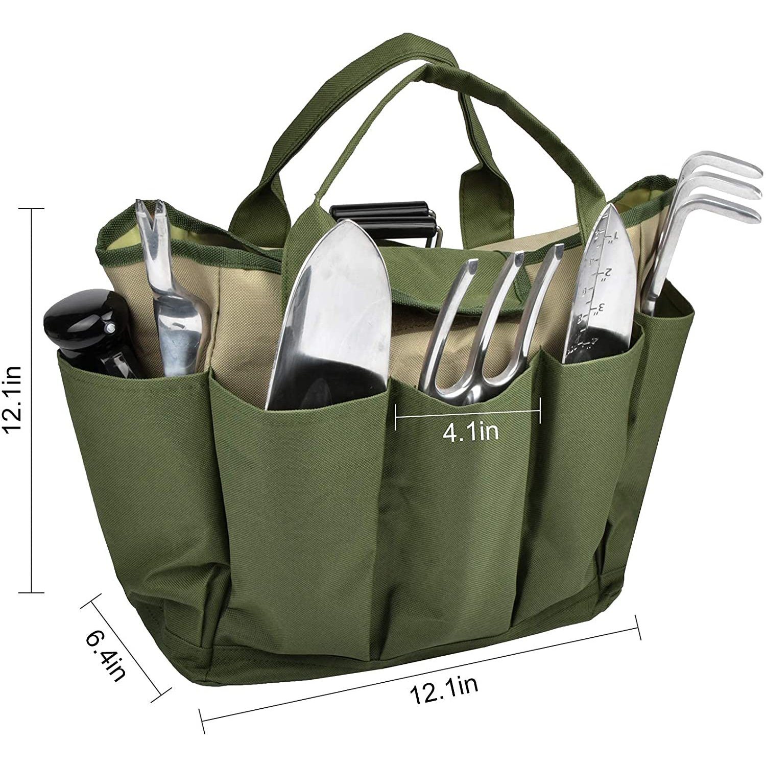 Gartenwerkzeugtasche aus Segeltuch, strapazierfähig, mit Taschen, große Organizer-Tasche, Träger, Pflanzenwerkzeug-Set