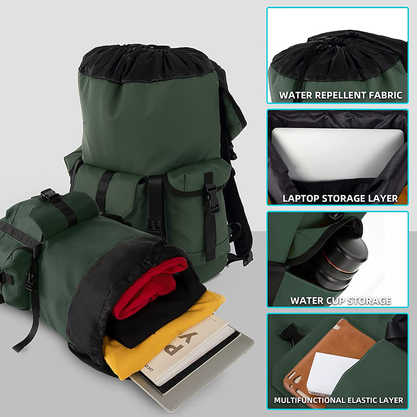 Großer Packbarer Rucksack Campingrucksack, Wasserdichter Hochleistungsrucksack für Frauen Männer Rucksackreisen, Wandern, Campingrucksack