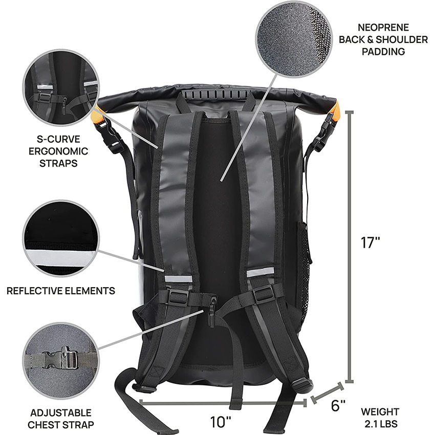 Dry Bag Wasserdichter Rucksack mit Handytasche, 25 l, für Kajakfahren, Camping, Wandern, Paddleboarding, Bootfahren, Strand, Segeln + Schwimmen, Rolltop, leichte Tasche