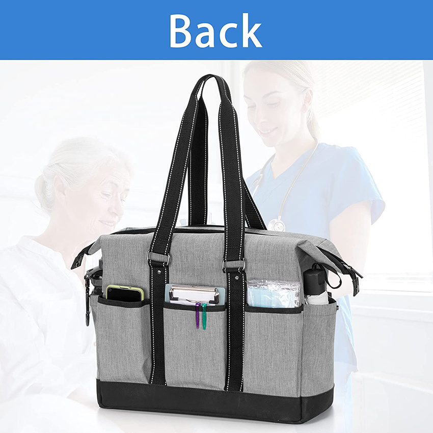 Krankenschwestertasche für die Arbeit, Utility Tote, Home Health, mit Reißverschluss oben und seitlichen Druckknöpfen für Hausbesuche, klinische Studie, Gesundheitswesen