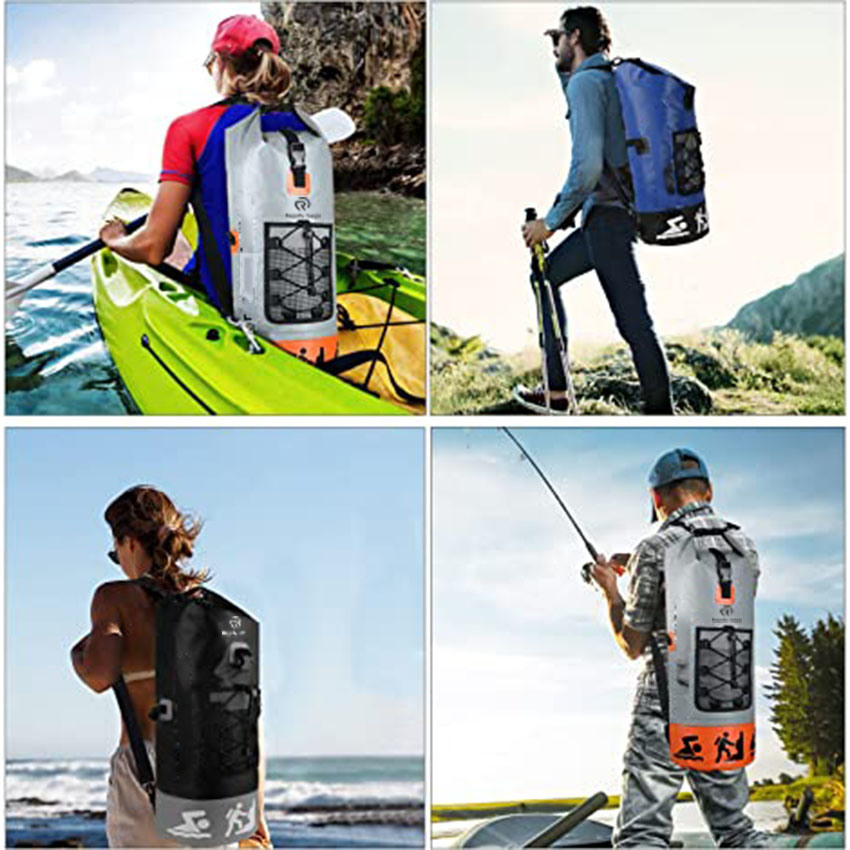 Wasserdichter, schwimmender, trockener Rucksack mit wasserdichter Handyhülle für Wassersport – Angeln, Bootfahren, Kajakfahren, Surfen, Rafting-Tasche