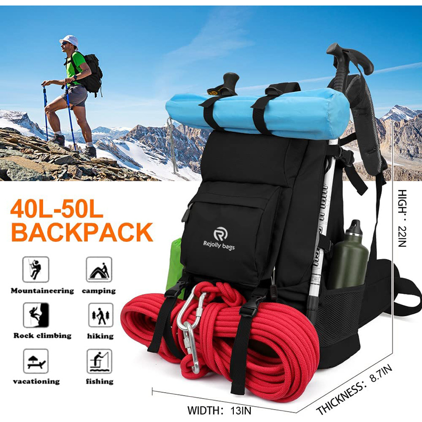 Camping-Rucksack mit wasserdichter Regenhülle für Outdoor-Sport, Reisen, Tagesrucksack mit verstellbarem Brust- und Hüftgurt zum Klettern, Camping-Tourenrucksack