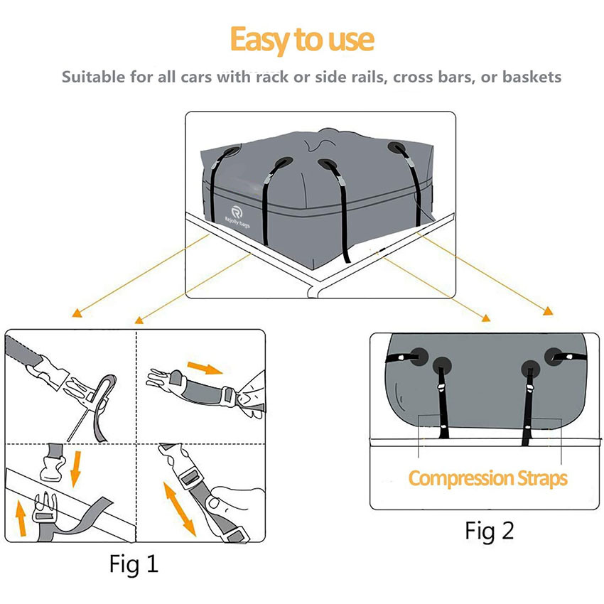 15 Kubikfuß Auto Dachgepäckträgertasche – Cargo Bag kompatible Autos mit Gepäckträger/Schiene/Querträgertasche