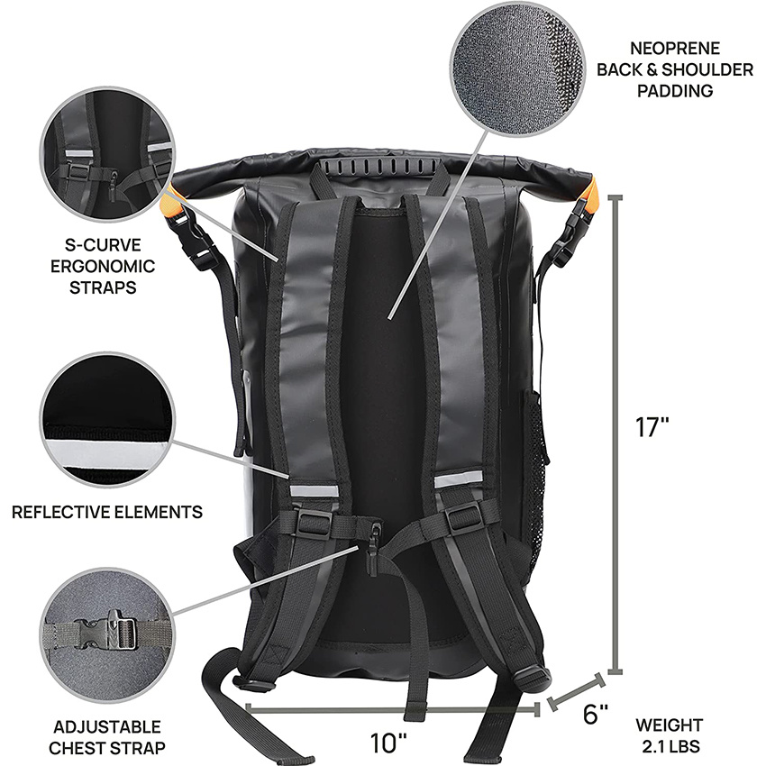 Leichter, wasserdichter, trockener Rucksack mit Handytasche für Kajakfahren, Camping, Wandern, Paddeln, Bootfahren, Segeln, Schwimmtasche