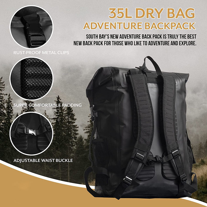 35L Wasserdichter Dry Bag Rucksack – Kajak, Angeln, Bootszubehör – Surf/Skate/Angeln inspirierte Outdoor-Ausrüstungstasche