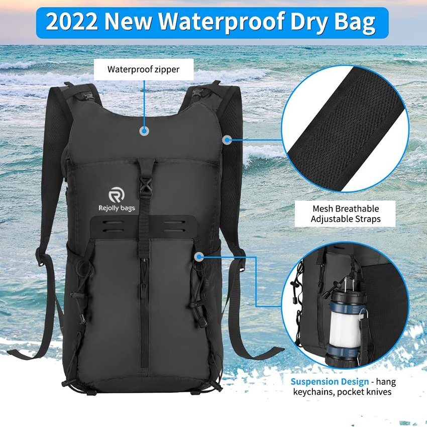 Leichter Sack Drybag Wasserdichter Reißverschluss Großer Drysack mit Rollverschluss für schwimmendes Bootfahren Kanufahren Camping Rafting Paddleboarding Schwimmen Angeln Marinerucksack