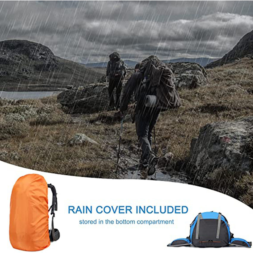 50-Liter-Wanderrucksack mit Regenschutz für Outdoor-Camping, Reisen, Rucksackreisen, Trekking, Bergsteigen