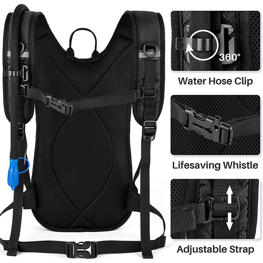 Wander-Trinkrucksack mit 2 l BPA-freier Wasserblase, kleiner, leichter und isolierter Rucksack für Kinder, Männer und Frauen zum Laufen, Fahrrad-Trinkbeutel