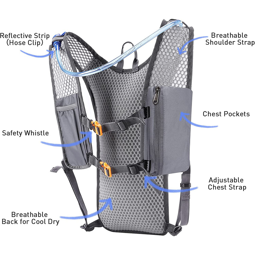 Tagesrucksack, verstellbarer Wasserrucksack, leichter, isolierter Rucksack für Laufen, Radfahren, Radfahren, Wandern, Klettern, Trinkbeutel