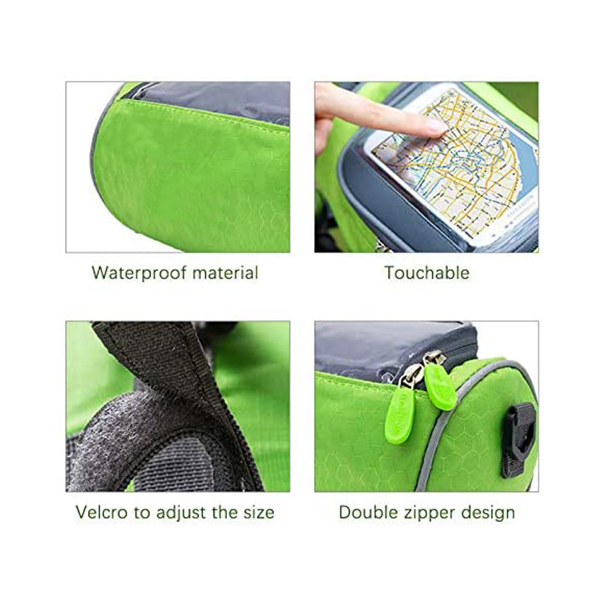 Travel Sports Wasserdichte Fahrradlenkertasche mit transparenter Tasche Straßenfahrräder Zubehör Oberrohr Satteltasche