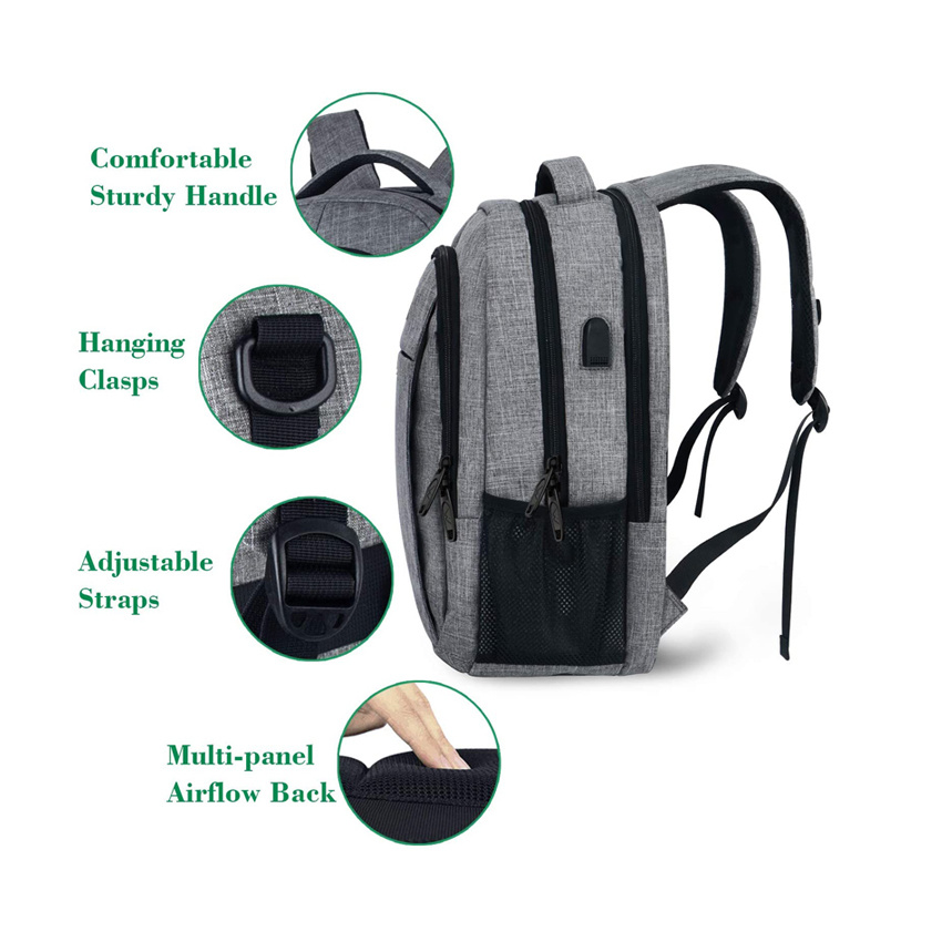 Laptop-Rucksack für Reisen, Wandern, Business Anti-Diebstahl Schlanker, langlebiger Laptop-Rucksack mit USB-Ladeanschluss Wasser