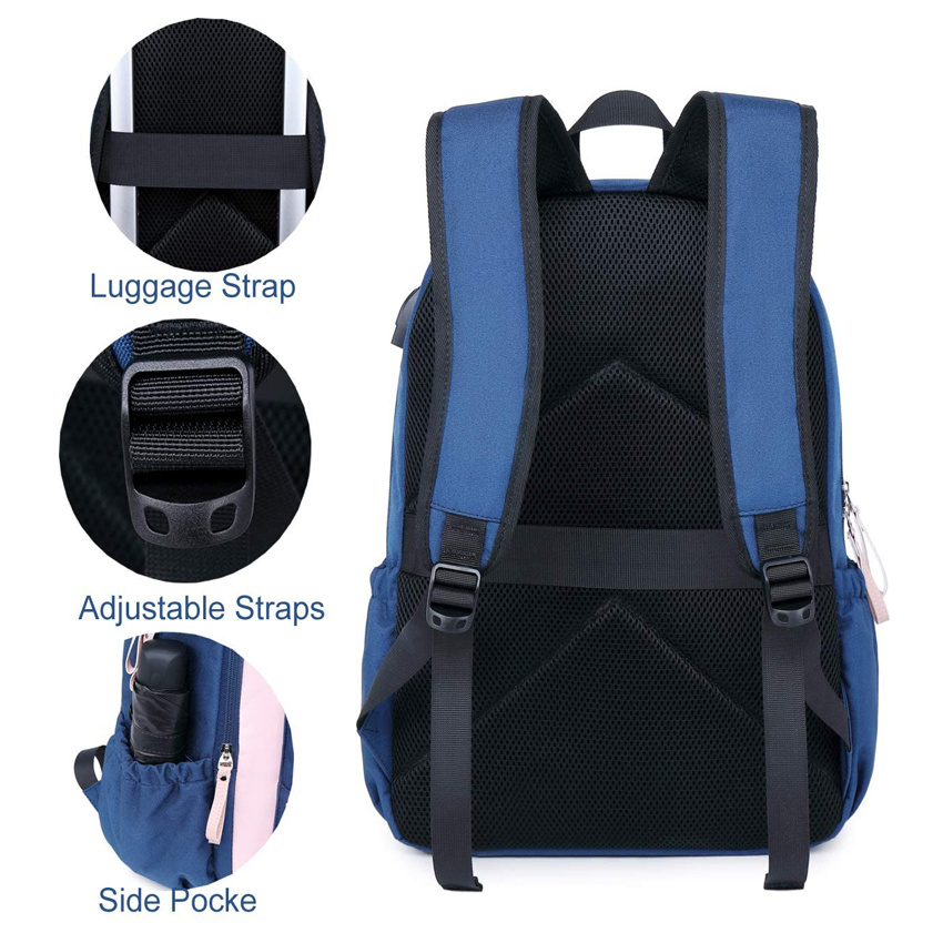 Reiserucksack Lässiger Tagesrucksack Laptoprucksack für Frauen College-Rucksack mit USB-Ladeanschluss