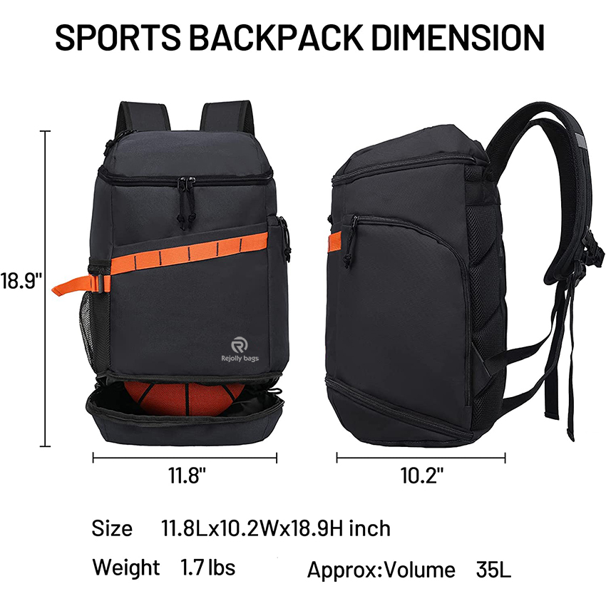 Basketball-Rucksack, Fußballtasche mit Schuhen/Ballfach, großer Sportrucksack, Ausrüstungstasche für Männer, Frauen, Jugendsportler, Balltasche RJ196142