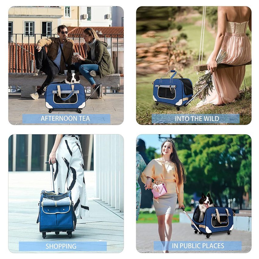 Pet Rolling Carrier mit abnehmbaren Rädern Travel Roller Bag für kleine und mittelgroße Hunde/Katzen