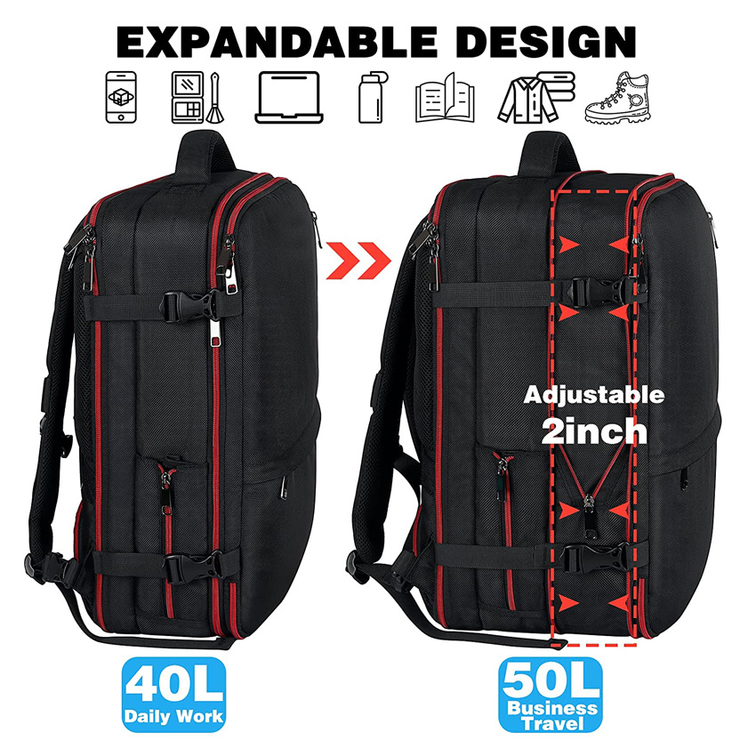 Extra großer, wasserabweisender Gepäckrucksack Daypack Airline Flight Approved Travel Backpack