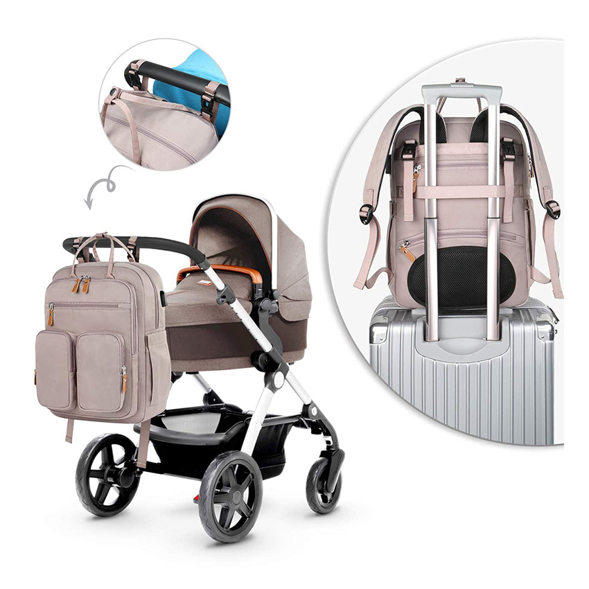 Baby Wickeltasche Rucksack Windel Baby Taschen Wasserdichte Tasche mit großer Kapazität und USB-Ladeanschluss