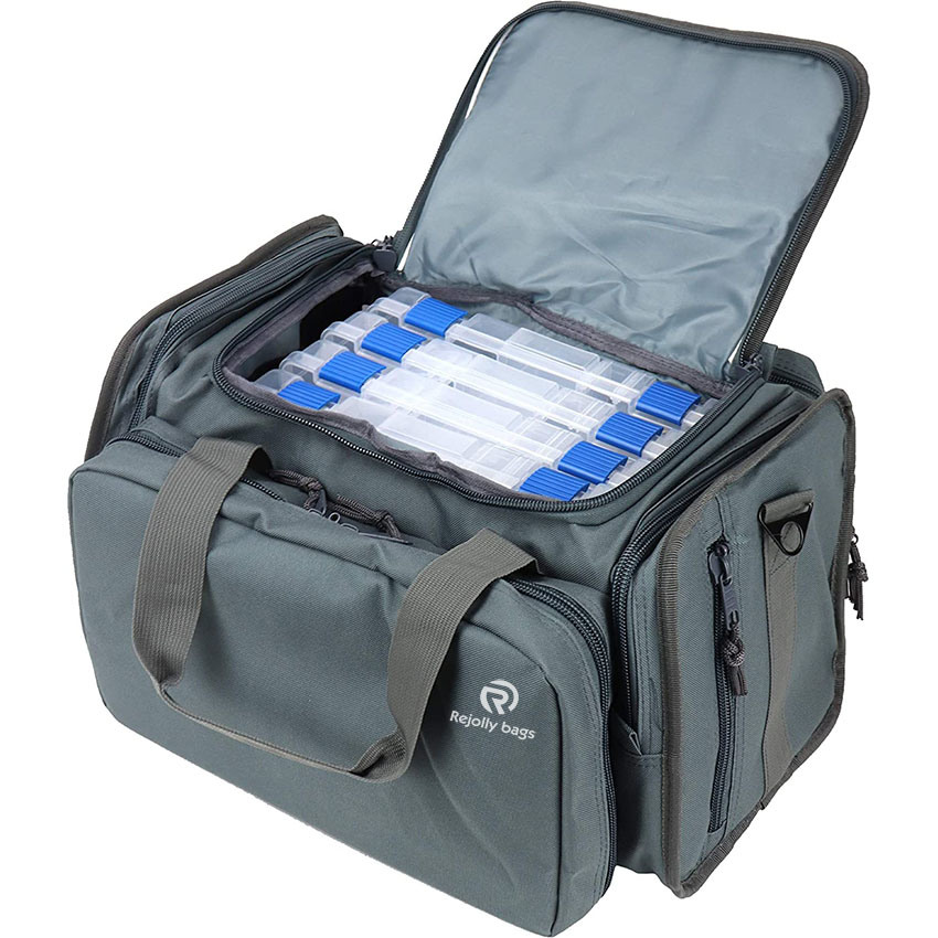 Deluxe Tackle Bag mit 4 Tackle Box Organizers, strapazierfähige Aufbewahrungstasche für Angelfische