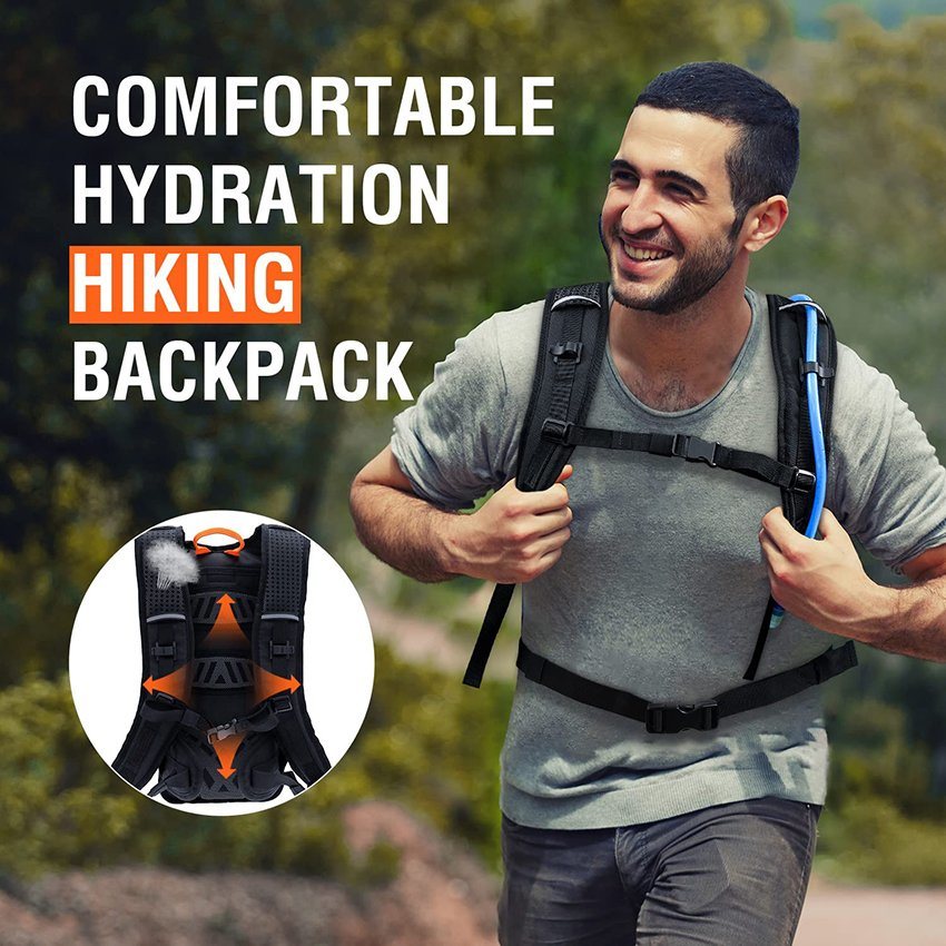 Wanderrucksack Trinkrucksack Wasserrucksack Wandern Radfahren Wasserdichte Tasche mit 2L BPA-freier Blase Outdoor Laufen, Camping, Klettern Trinkrucksack