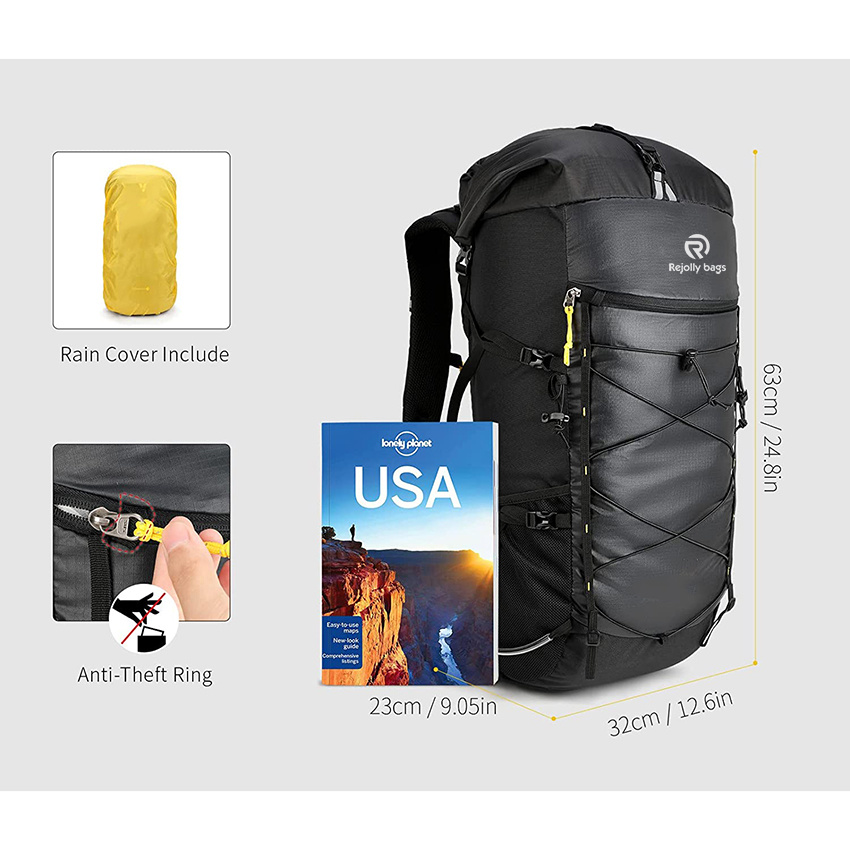 50L / 60L Backpacking für Campingreisen, leichter wasserdichter Outdoor-Rucksack