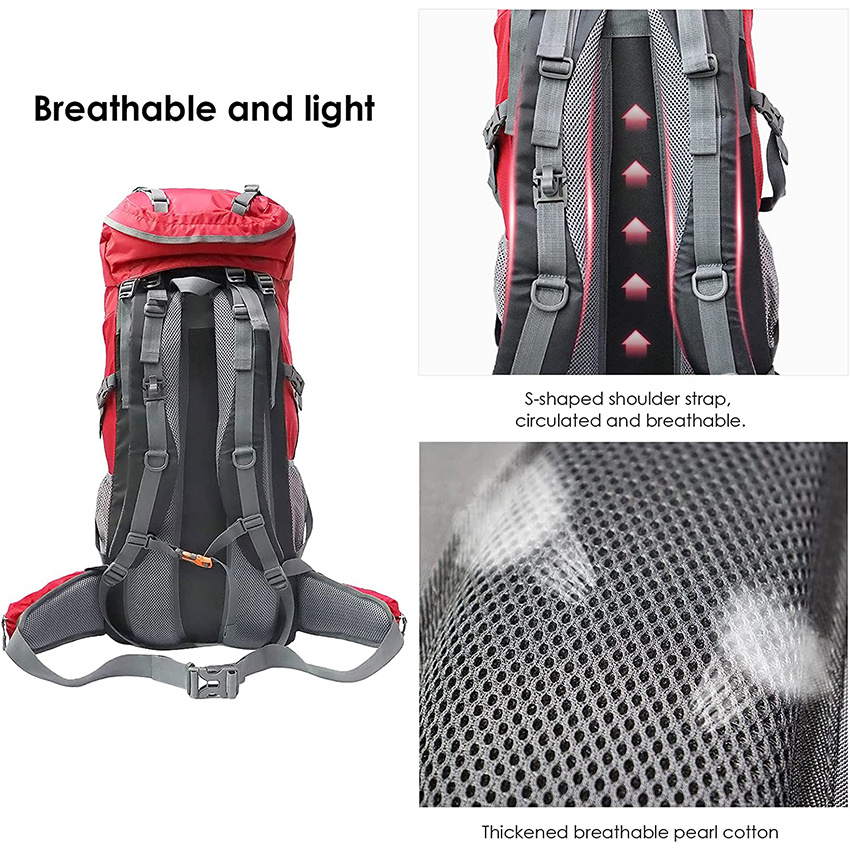 75L Wanderrucksack mit Regenschutz Wasserdichter Campingrucksack Schuhe Lager für Männer Frauen Tasche