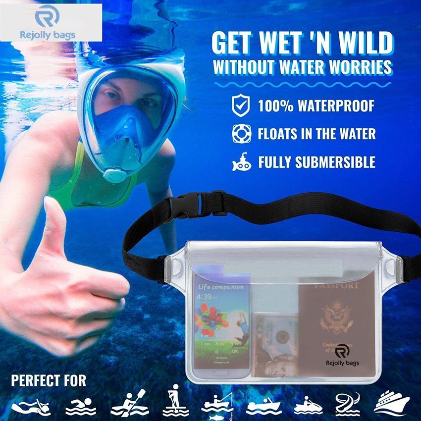 Wasserdichte Rolltop-Kompressionstasche mit trockener Handytasche und langem, verstellbarem Schultergurt für Wassersport im Freien, Bootfahren, Wandern