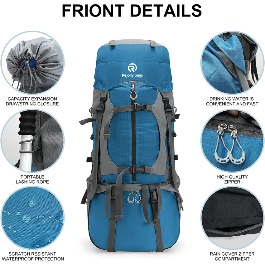 65L Wanderrucksack, leichter wasserdichter Camping-Tagesrucksack mit Regenschutz für Männer und Frauen, Outdoor-Sport-Reisetasche