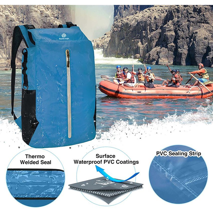 Dry Bag Wasserdichter, schwimmender, trockener Rucksack, leicht, mit Hüfttasche und Handyhülle, für Kajakfahren, Camping, Strand, Bootfahren, Schwimmen für Männer und Frauen