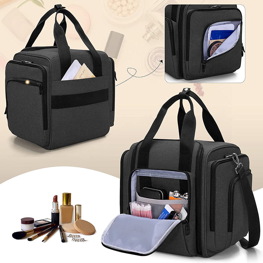 Reise-Make-up-Tasche mit 4 herausnehmbaren Innentaschen, multifunktionale Kosmetiktasche RJ21690