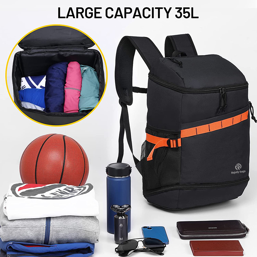 Basketball-Rucksack, Fußballtasche mit Schuhen/Ballfach, großer Sportrucksack, Ausrüstungstasche für Männer, Frauen, Jugendsportler, Balltasche RJ196142