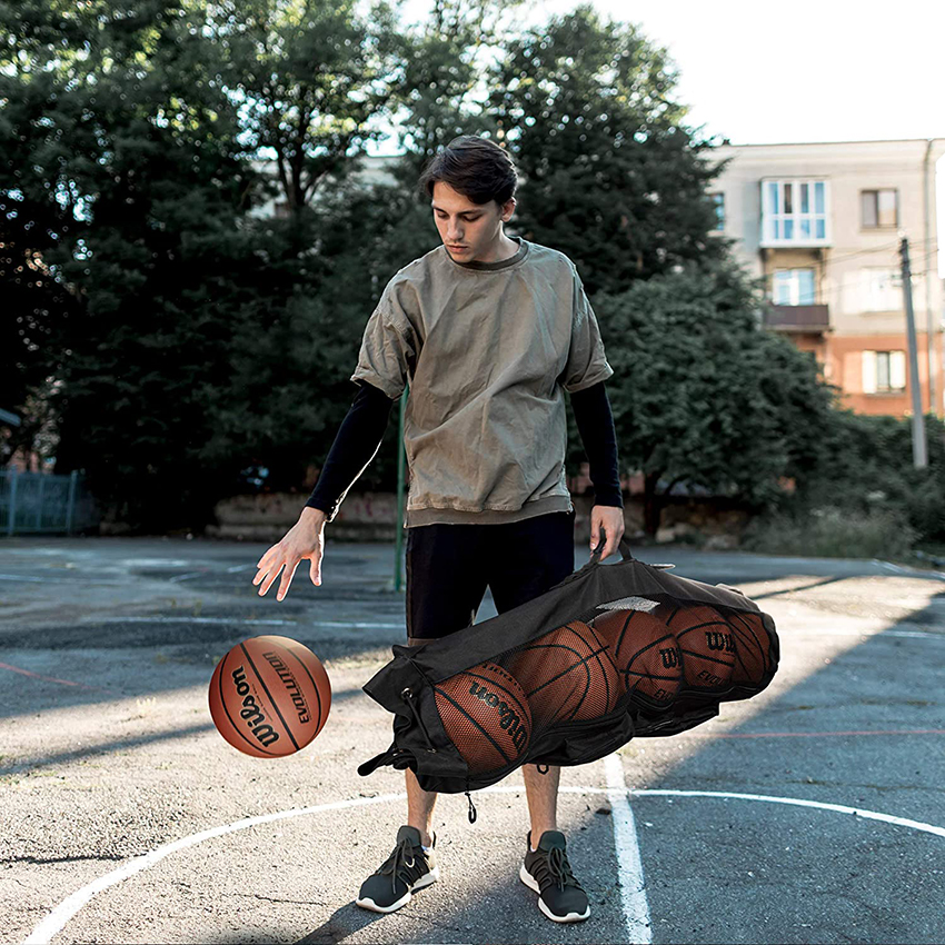 Hochleistungs-Basketball-Mesh-Ausrüstung Balltasche Schultergurt-Design für Trainer mit 2 Vordertaschen für Coaching- und Sportzubehör Balltasche RJ196105