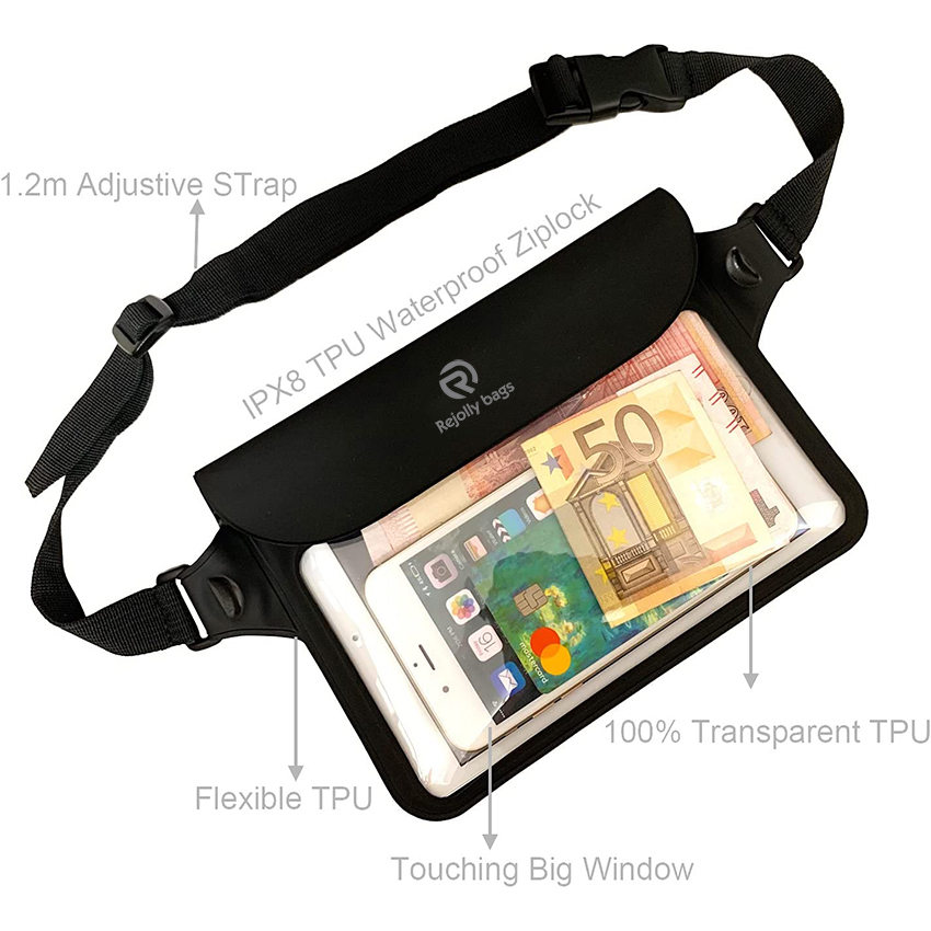 Screen Touch Wasserdichte Hüfttasche mit verstellbarem Hüftgurt Bewahren Sie Ihr Telefon auf Kindle Wallet Geld Wertsachen Dry Bags RJ228392