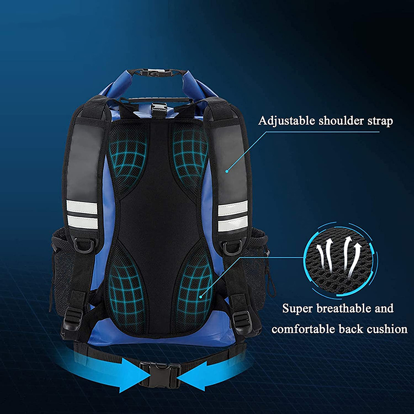 Schwimmender Trockenrucksack mit Außentasche mit Reißverschluss und seitlicher Netztasche, für Kajakfahren, Schwimmen, Rafting Trockentaschen RJ228393