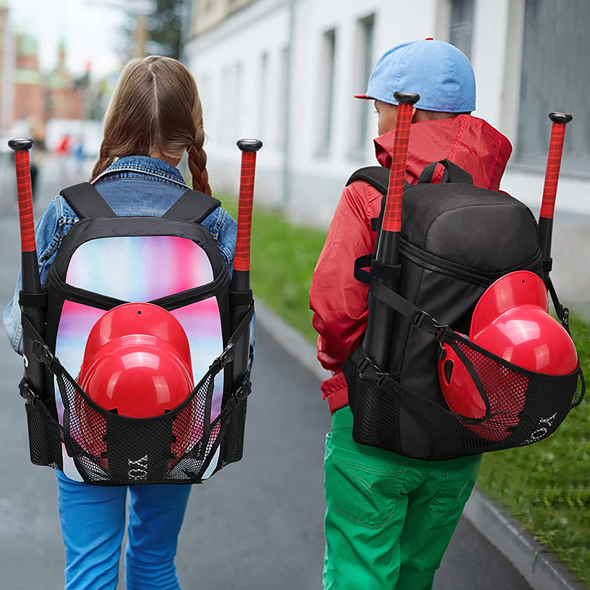 Jugend-Softball-Schläger-Rucksack mit Schuhfach, leichte Baseball-Ausrüstungstasche mit Zaunhaken für 2 Schläger-Baseball-Taschen RJ19675