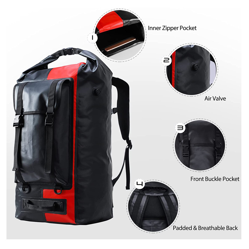 Extra großer wasserdichter Ausrüstungsrucksack Rolltop Dry Bags Duffel für Kajakfahren, Wandern, Camping