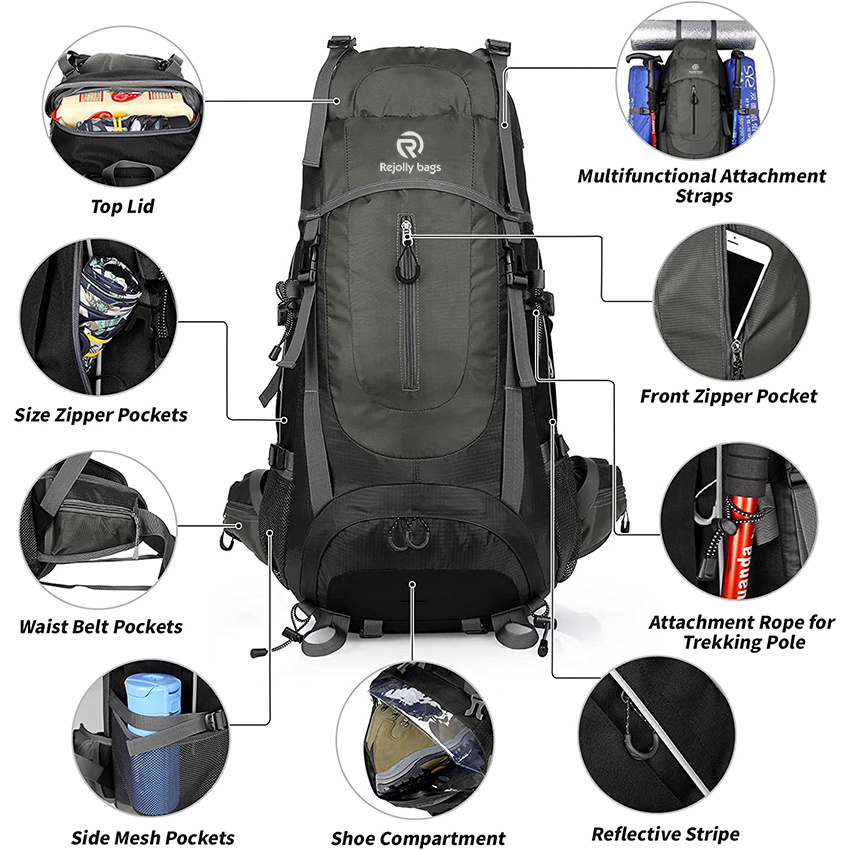 Wanderrucksack 50L Leichter Reise-Camping-Tagesrucksack für Männer Frauen Outdoor-Rucksack Wanderrucksack