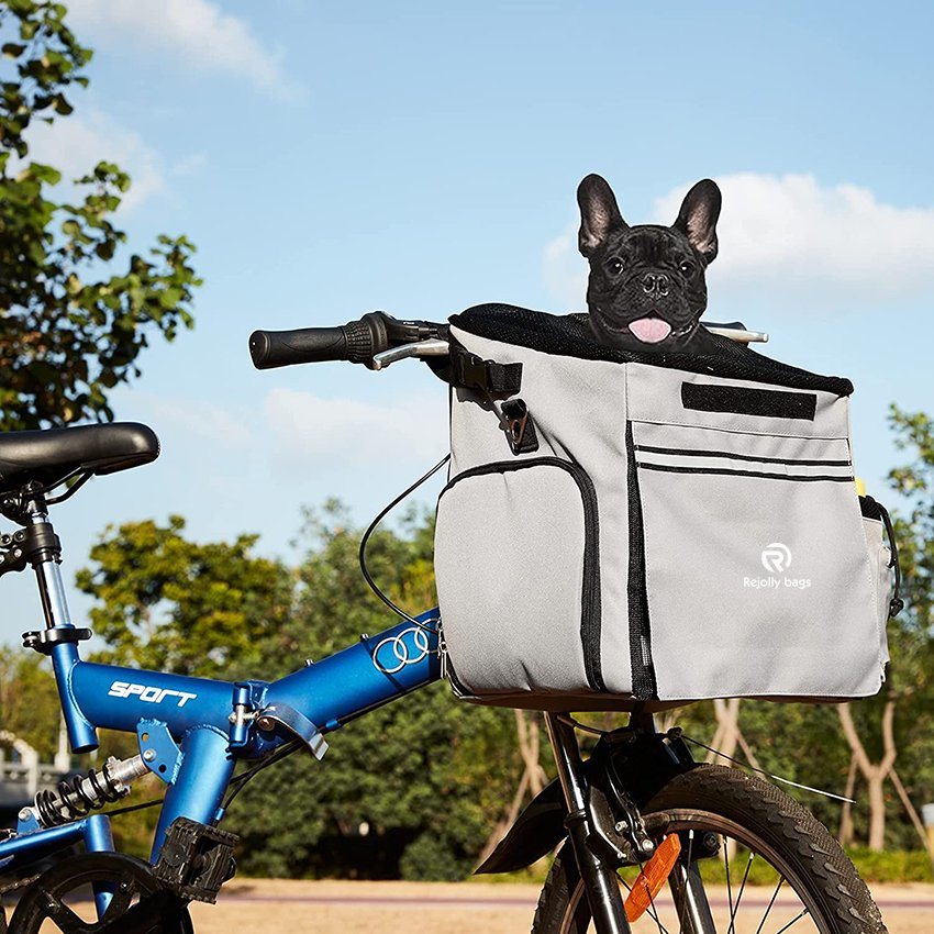 Haustier-Fahrradträger Wasserdichte Hundefahrradkorbtasche mit reflektierendem Streifen Haustierfahrradkorb Verstellbarer Schultergurt Reisesicherer Hunderucksack