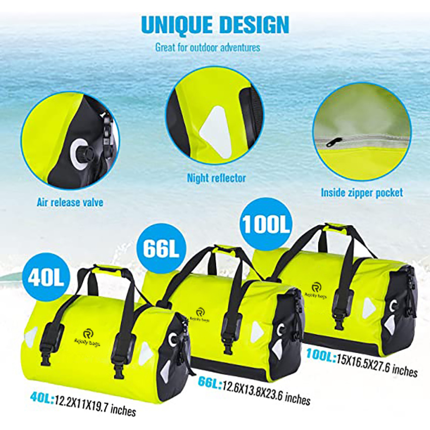 Wasserdichter Reise-Duffel-Rucksack mit Seilriemen und Innentasche für Wandern, Camping, Bootfahren, Surfen