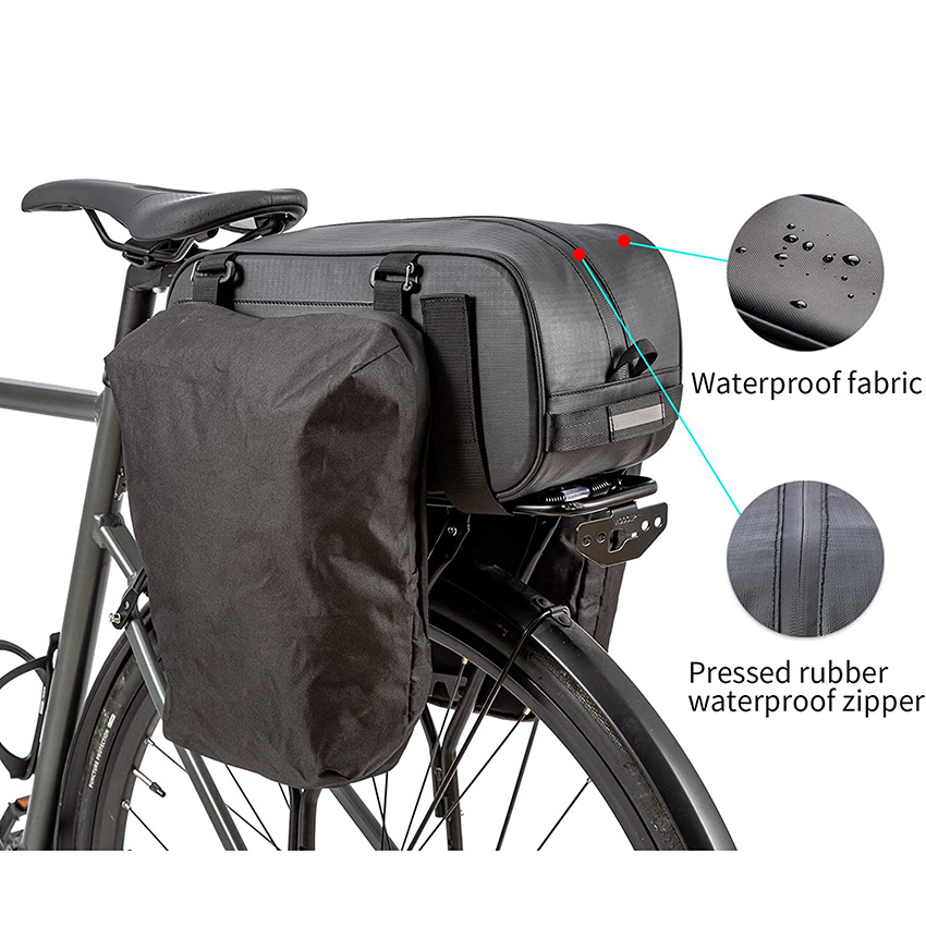 Gepäckträgertasche Sattel 26L Multifuction Hinterrad Gepäckträgertaschen mit Reflexstreifen Wasserdichtes Reisezubehör Erweiterbares Gepäck Fahrradkofferraumtasche