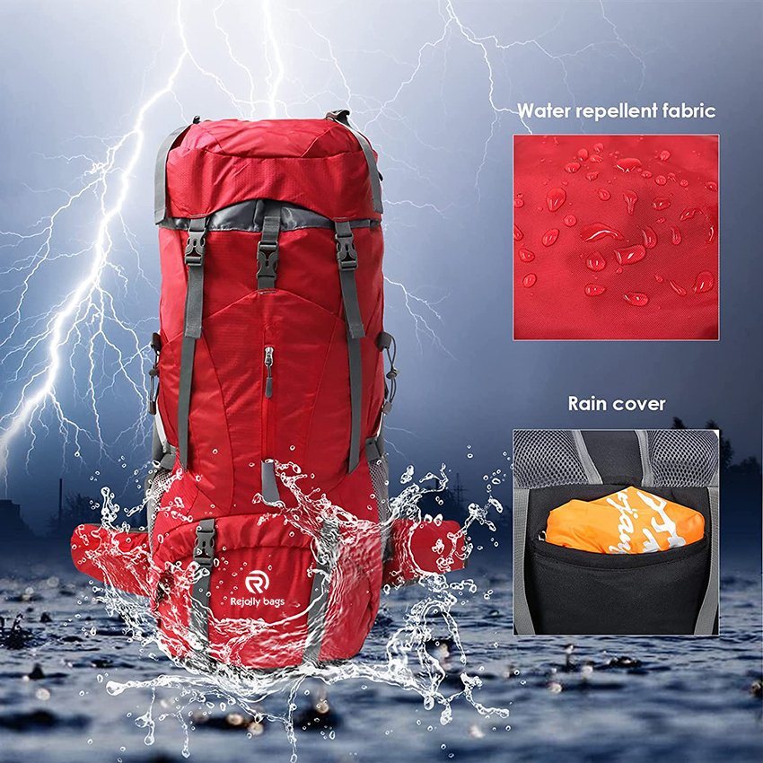 75L Wanderrucksack mit Regenschutz Wasserdichter Campingrucksack Schuhe Lager für Männer Frauen Tasche