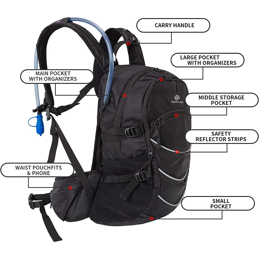 Wander-Trinkrucksack mit BPA-freier 2-Liter-Wasserblase, ultraleichter und großer isolierter Rucksack – Wandern, Radfahren