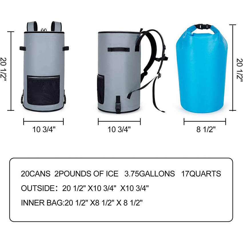 Rucksack-Kühltasche Wasserdichte Trockentasche Allzweck-Kühltasche mit weichen Seiten Leichter Kühlrucksack für Kajakfahren, Strand, Rafting, Bootfahren Trockentasche