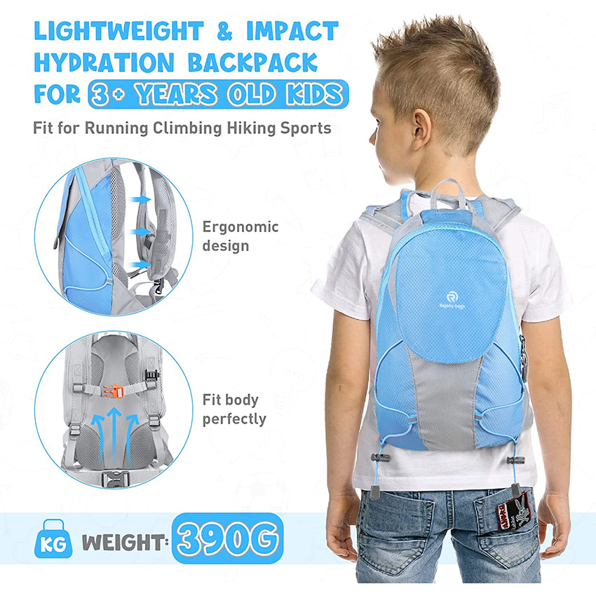 Trinkrucksack für Kinder Rucksack mit 1,5 l Trinkblase Leichter, isolierter Wasserrucksack für Festivals, Raves, Wandern, Radfahren, Trinkbeutel