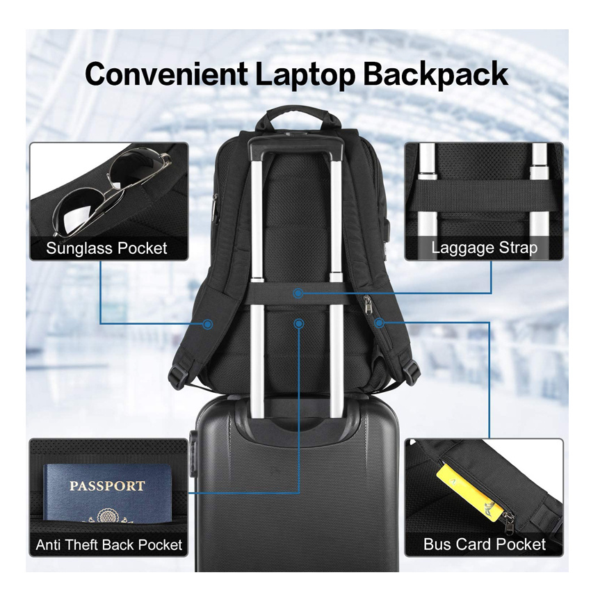 Urban Backpack Laptop-Rucksäcke für College-Arbeit Laptop-Rucksack mit USB-Aufladung