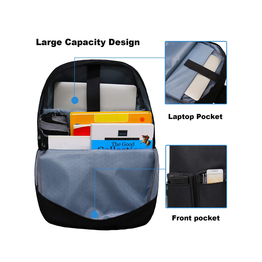 Laptop-Rucksack, schlanker, leichter College School Bookbags Reiserucksack mit USB-Ladeanschluss 