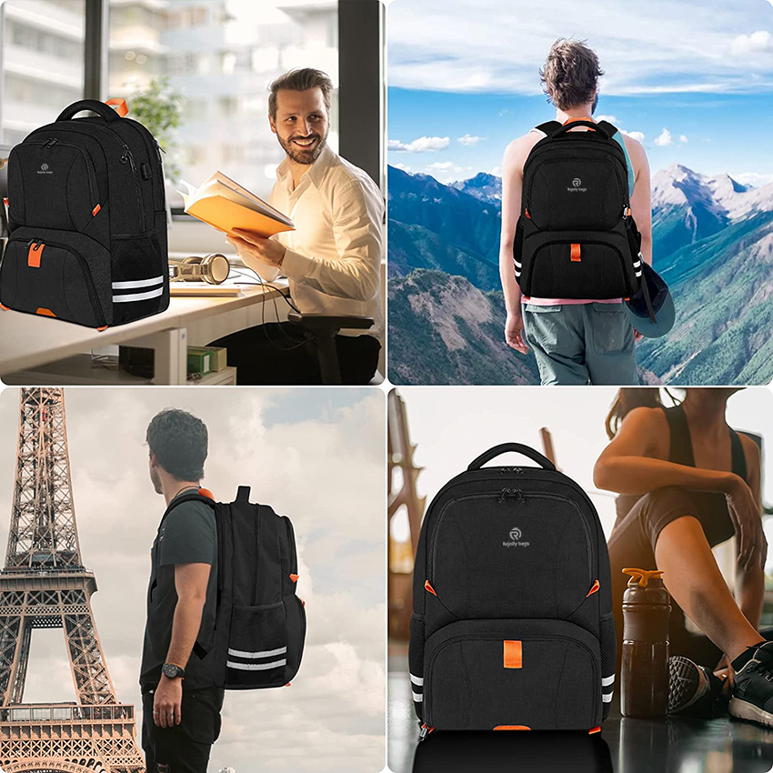 Sportrucksack für Männer und Frauen, Reiserucksack mit Schuhfach, USB-Ladeanschluss, großer wasserabweisender Laptop-Rucksack, Sporttasche RJ196202