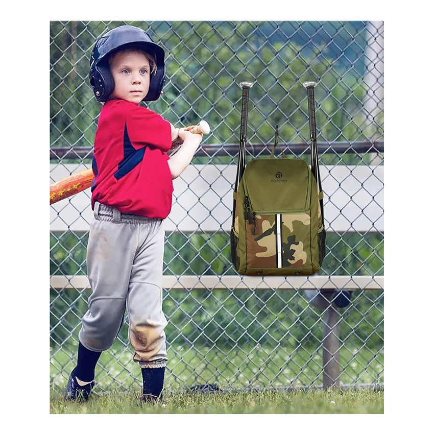 Leichte Kinder-Baseballtasche mit integrierter Tasche, Camo-Softballtasche mit Zaunhaken, Baseballgeschenk für Jungen, Baseballschlägertasche für 2 Schläger, Baseballtaschen RJ19677